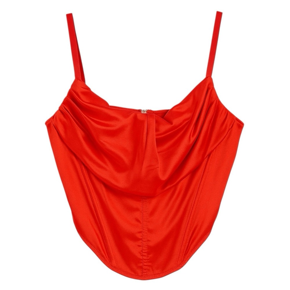 Urban Outfitters Red Satin Corset Bustier Top S Spaghetti Straps Y2K Party Top